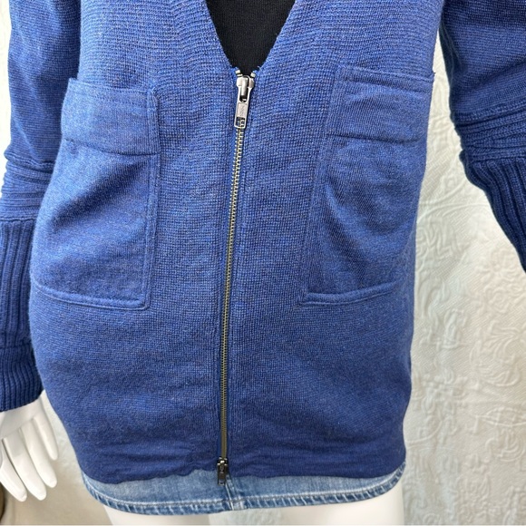 J Crew Zip Cardigan w/Pockets & Chunky Knit Sleeves - Picture 3 of 13